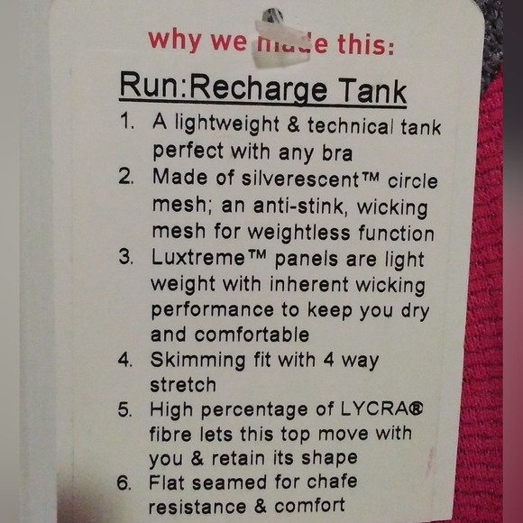 New Lululemon Run Recharge Tank - Picture 3 of 3